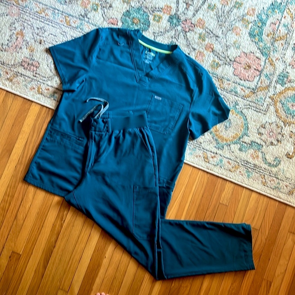 Mens Landau Forward Scrubs Size XL Teal Caribbean Jogger Scrubs Top and Pants
